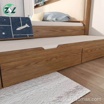 Lit en bois pliable de chambre à coucher à deux lits Lit en bois